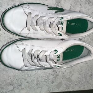Lacoste White and Green Sneakers